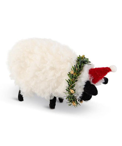 Wool Sheep w/ Santa Hat